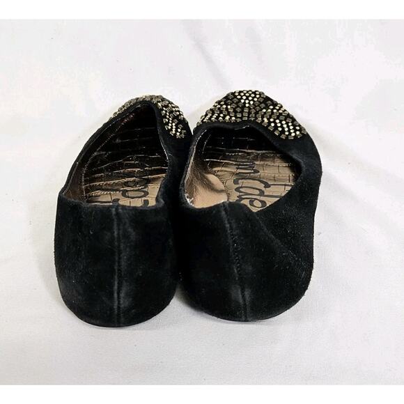Sam Edelman Charleen Black Suede Leather Bronze Studded Toe Ballet Flats Size 8 - Picture 6 of 10